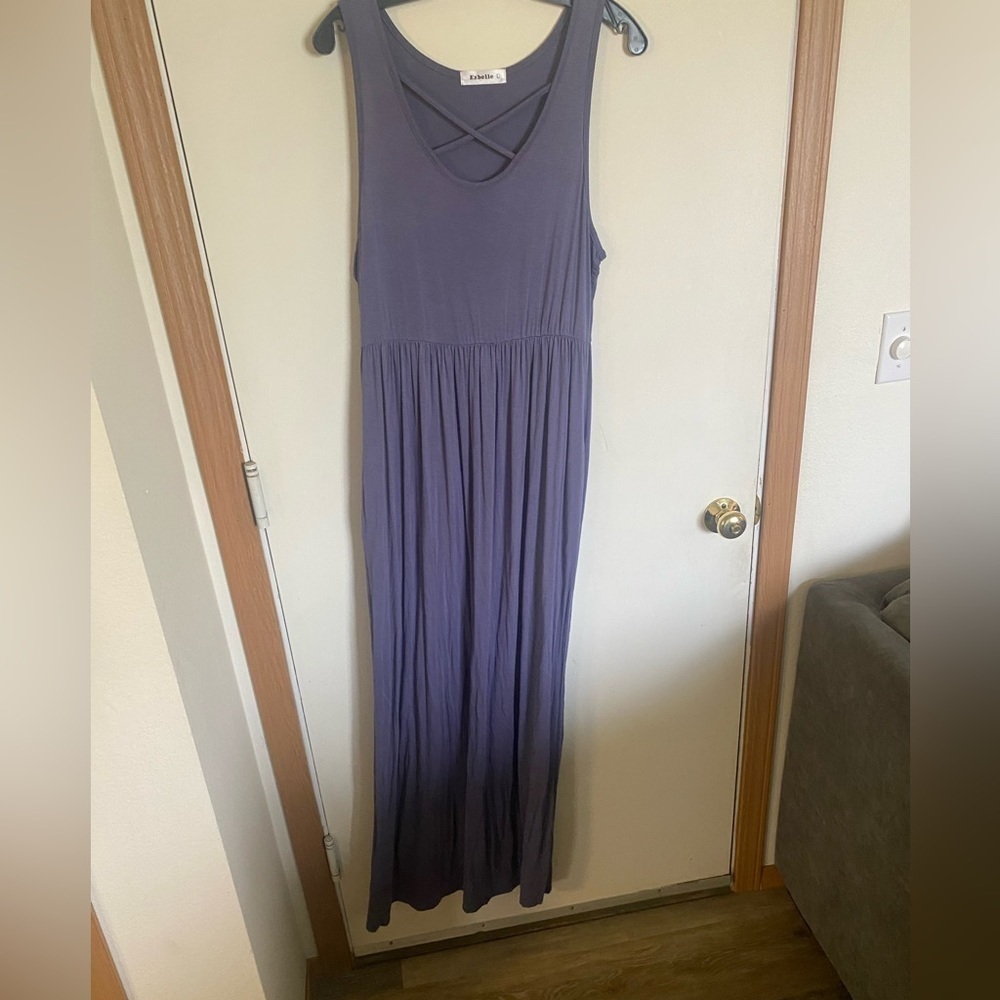 Ezbelle large maxi length super stretchy Cris cross cut out pocketed dress